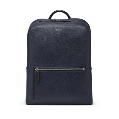 Smythson Panama Zip-around Leather Backpack In Navy