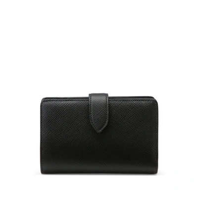 Smythson Continental Leather Purse In Black