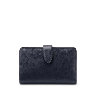 Smythson Continental Purse In Panama In Navy