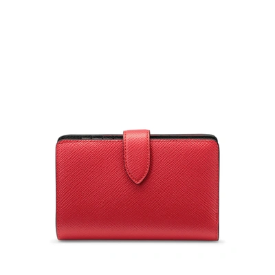 Smythson Continental Purse In Panama In Scarlet Red