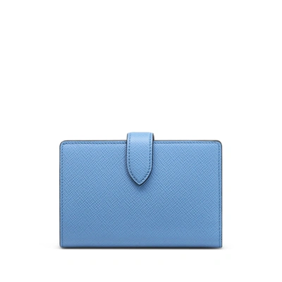 Smythson Continental Purse In Panama In Nile Blue