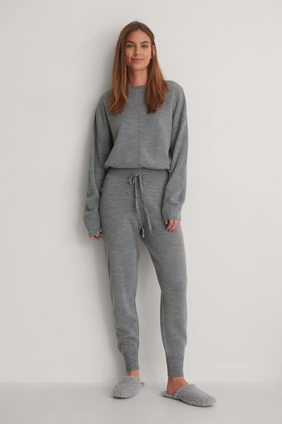 Na-kd Knitted Trousers - Grey In Grey Melange