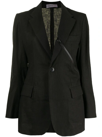 Pre-owned Yohji Yamamoto Decorative Zip Blazer In Black