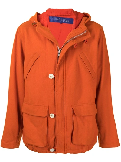 Pre-owned Junya Watanabe Hooded Double-fastened Jacket In Orange