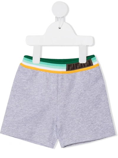 Fendi Babies' Stripe-trim Track Shorts In 灰色