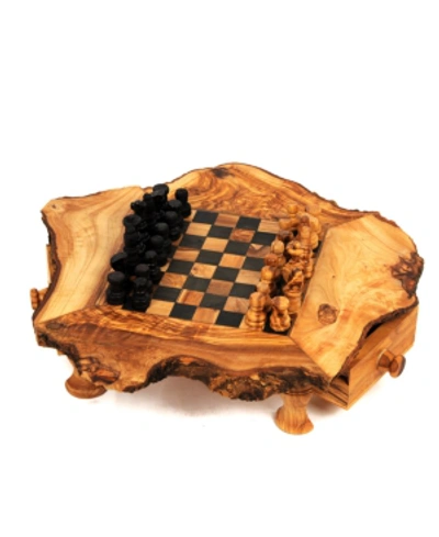 Beldinest Olive Wood Chess Set Rustic Edge Board 8 X 8 In No Color
