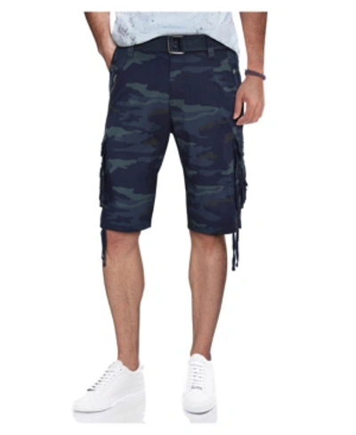 X-ray Belted Snap Button Cargo Shorts In Navy Camo