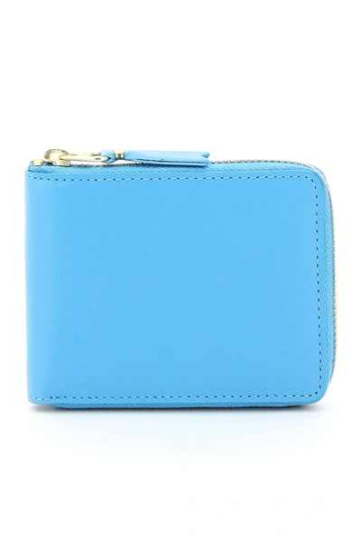 Comme Des Garçons Comme Des Garcons Wallet Super Fluo Zip-around Wallet In Light Blue