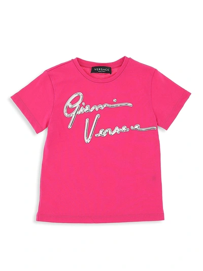 Versace Kids' Little Girl's & Girl's Signature Metallic Logo T-shirt In Fuchsia