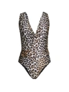 GANNI LEOPARD-PRINT ONE-PIECE SWIMSUIT,400013310636