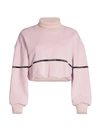 ALEXANDER WANG T WOMEN'S LOGO TAPE CROPPED BUBBLE-HEM SWEATSHIRT,0400013642179