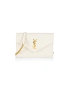Saint Laurent Women's Small Monogram Matelassé Leather Wallet-on-chain In Bianco Crema