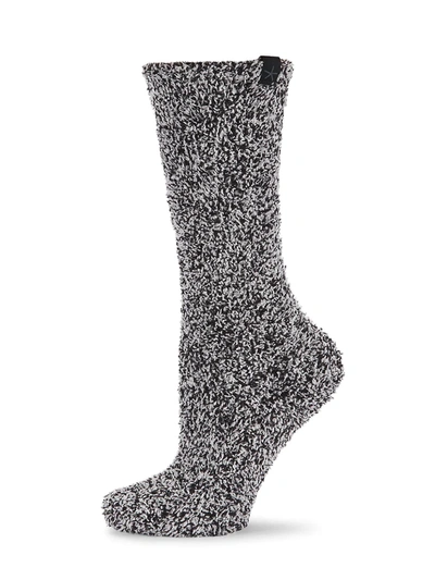 Barefoot Dreams Cozychic Heathered Plush Socks In Black,white