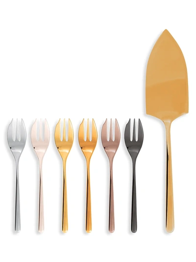 Sambonet Mix & Play Linear 7-piece Stainless Steel Fork & Cake Server Set