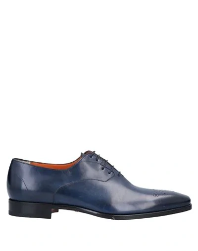 Santoni Lace-up Shoes In Dark Blue