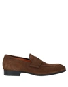 Santoni Suede Moccasins With Tapered Shape And Rubber Sole In Beige
