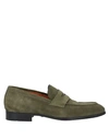 Santoni Loafers In Military Green