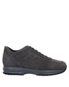 Hogan Man Sneakers Charcoal Size 9 Soft Leather In Black
