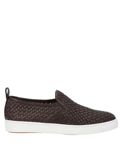 Santoni Sneakers In Dark Brown