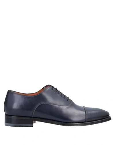 Santoni Lace-up Shoes In Dark Blue