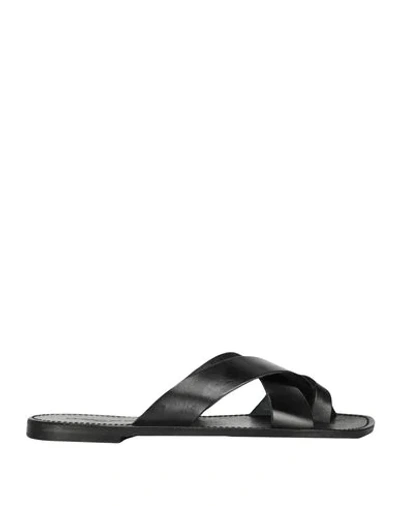 L'artigiano Del Cuoio Toe Strap Sandals In Black