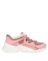 Ferragamo Skylar Patent Leather-trimmed Suede And Mesh Sneakers In Pink