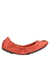TOD'S TOD'S WOMAN BALLET FLATS CORAL SIZE 5.5 SOFT LEATHER,44986577MS 4