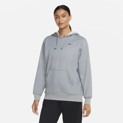 Nike Womens   Therma All Time Ess Pullover In Particle Grey/heather/black