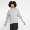 Nike Grey Fleece Sportswear Club Crewneck Sweatshirt In Dark Grey Heather/white