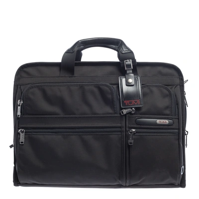 Pre-owned Tumi Black Nylon And Leather Large Dfo Compact Screen Laptop Briefcase