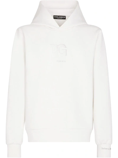 Dolce & Gabbana Logo-patch V-neck Hoodie In White