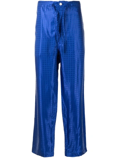 Pre-owned Comme Des Garçons Glossy Effect Checked Trousers In Blue