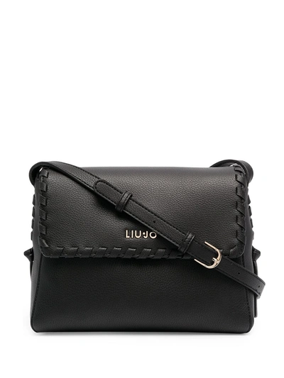 Liu •jo Woven Trim Shoulder Bag In Nero