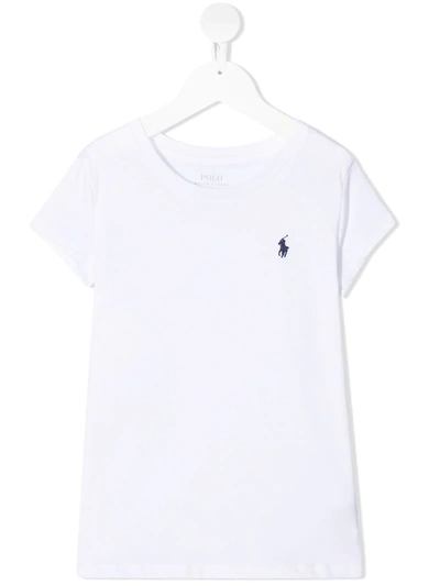 Ralph Lauren Kids' Logo-embroidered Cotton T-shirt In White