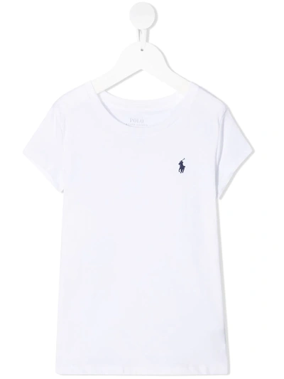 Ralph Lauren Kids' Logo-embroidered Cotton T-shirt In White