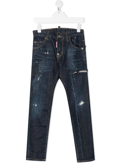 Dsquared2 Kids' Cool Guy Paint-splatter Jeans In Blue