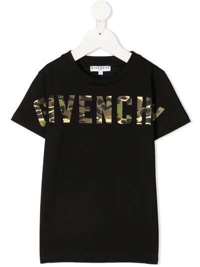 Givenchy Kids' Camouflage Logo T-shirt In Black