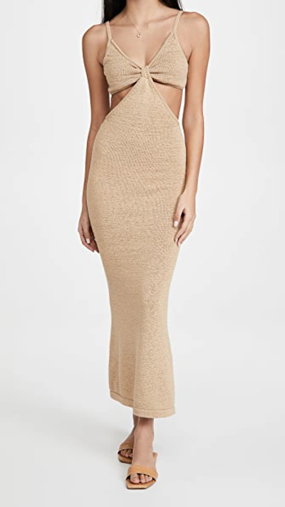 Cult Gaia Serita Cutout-waist Metallic Cocktail Dress In Sand