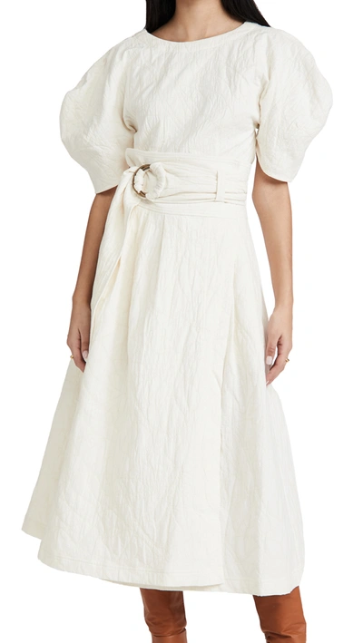 Mara Hoffman + Net Sustain Esperanza Belted Organic Cotton And Linen-blend Jacquard Midi Wrap Skirt In Ivory