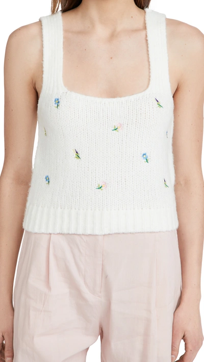 English Factory Embroidered Knit Top In White