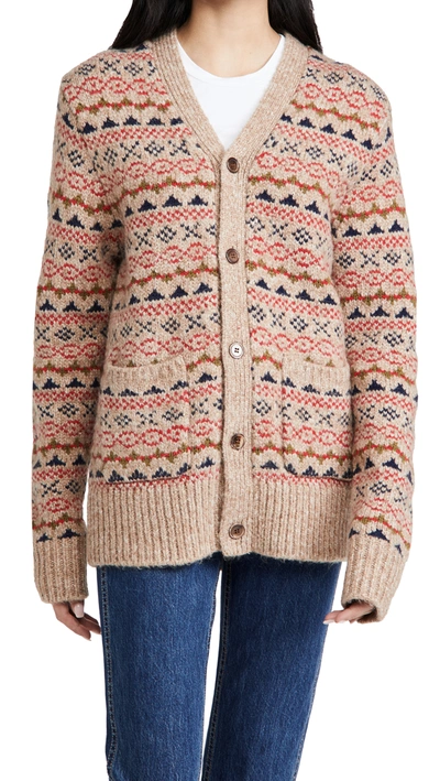 Alex Mill Fair Isle Knitted Cardigan In Camel Multi