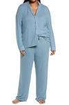 Nordstrom Brushed Hacci Pajamas In Blue Citadel