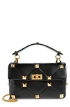 Valentino Garavani Large Roman Stud The Shoulder Bag In Nappa With Chain In Nero