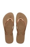 Havaianas Slim Flatform Flip Flops In Rose Gold