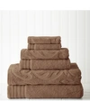Modern Threads 6-pc. Jacquard/solid Medallion Swirl Towel Set In Brown