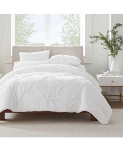 Serta Simply Clean Antimicrobial Pleated Twin Extra Long Duvet Set, 2 Piece In White