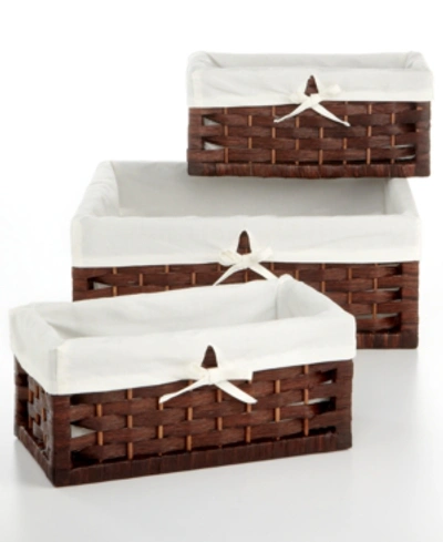 Household Essentials Storage Baskets, Set Of 3 Paper Rope Utility In Stain
