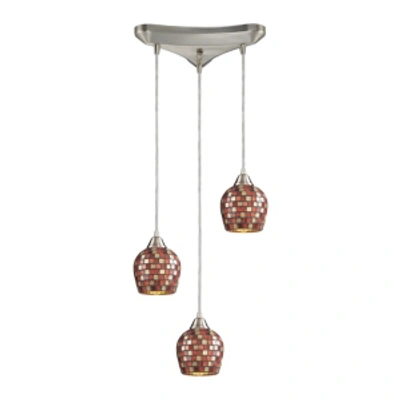 Elk Lighting Fusion 3-light Pendant Multi In Satin Nickel In Silver