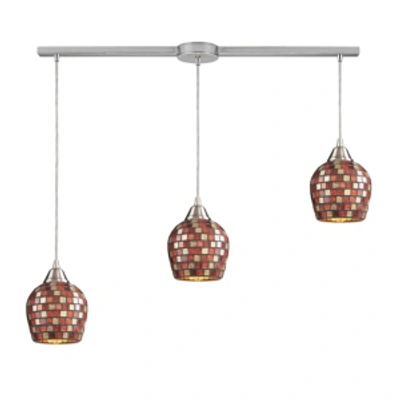 Elk Lighting Fusion 3-light Linear Pendant Multi In Satin Nickel In Silver