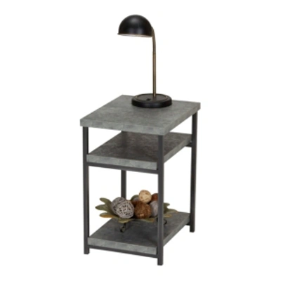 Household Essentials Slate Faux Concrete Low Side Table In Light Gray